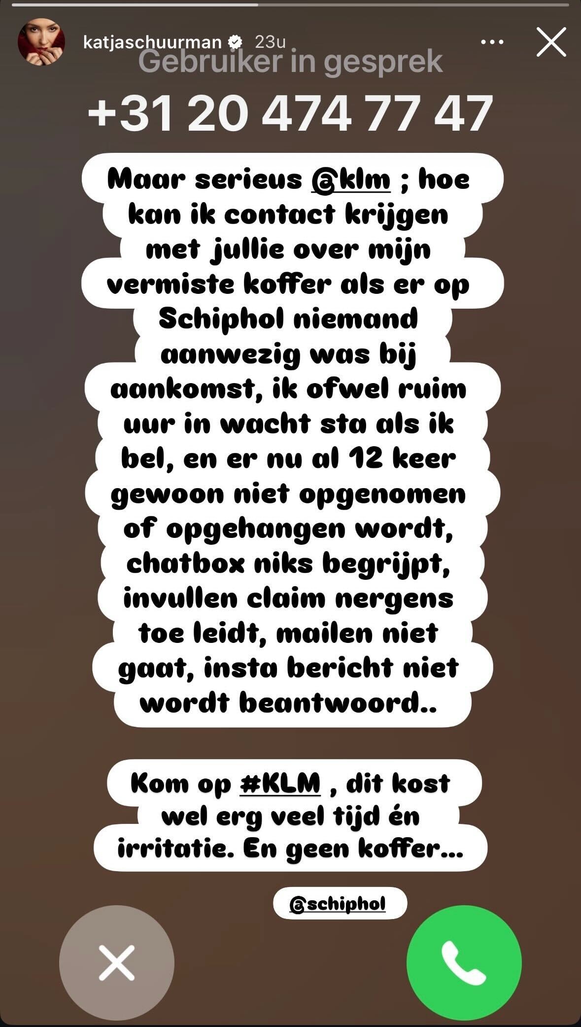 Instagram Story - Katja Schuurman Instagram Katja Schuurman